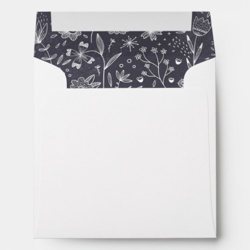 Floral Line Art Monochrome Envelope