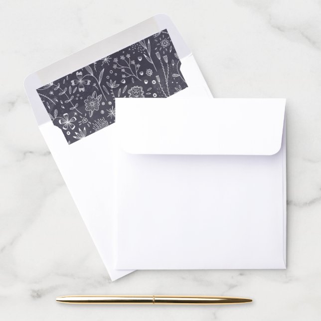 Floral Line Art Monochrome Envelope Liner (Desk)