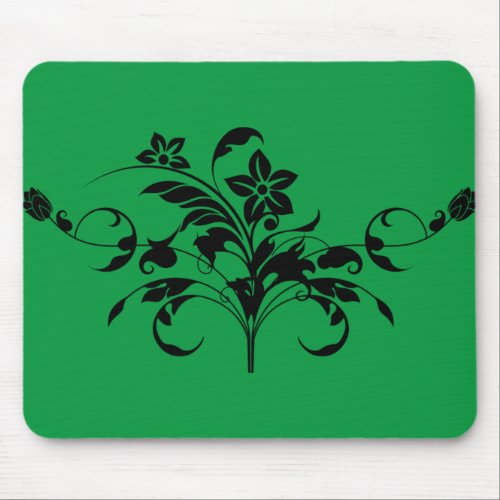 floral line art silhouette design mouse pad