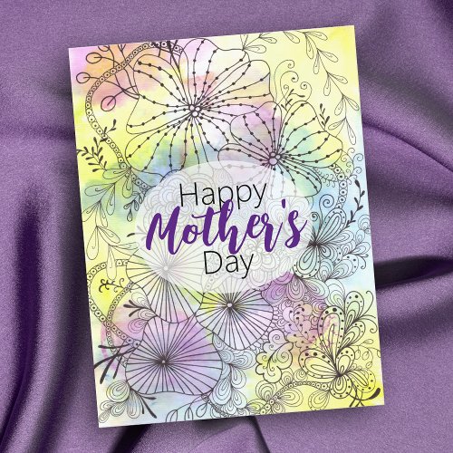 Floral Line Art Soft Color Palette Mothers Day Postcard