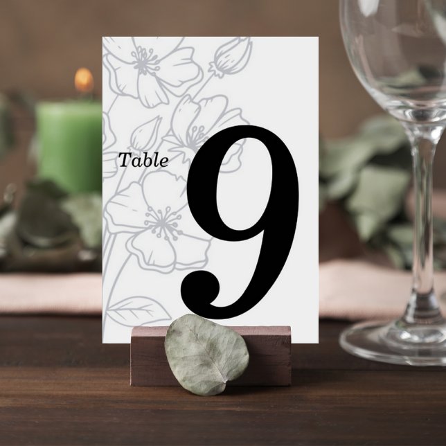 Floral Line Art Wedding Table Number Card (Creator Uploaded)