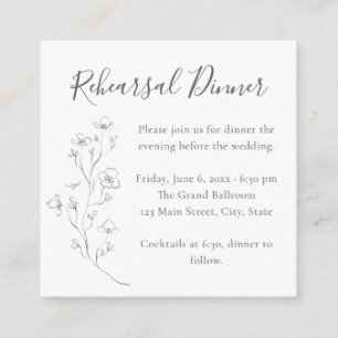 Floral Line Rehearsal Dinner Invitation Enclosure