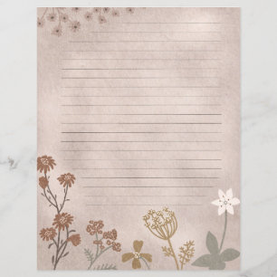 Floral lined journal sheet