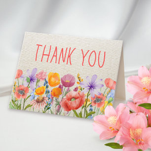 Floral Linen Thanks - Warm Inside Message Letterpress Thank You Card