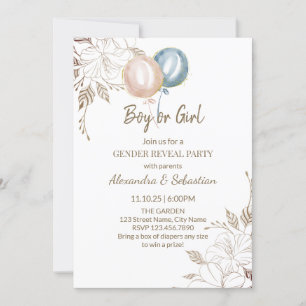 Floral Lines Gender Reveal Invitation