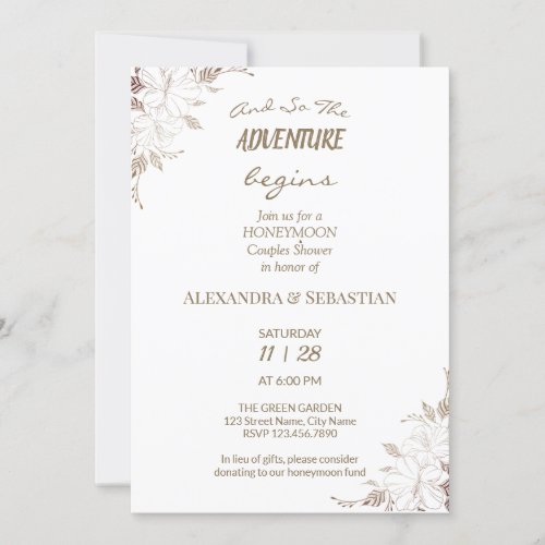 Floral Lines Grass Honeymoon Shower Invitation