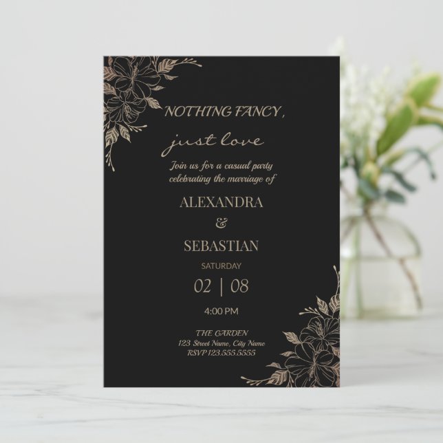 Floral Lines Wedding Reception Invitation (Standing Front)