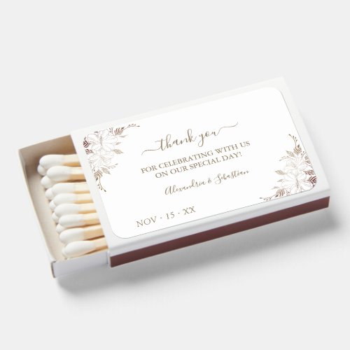 Floral Lines Wedding Thank You  Matchboxes