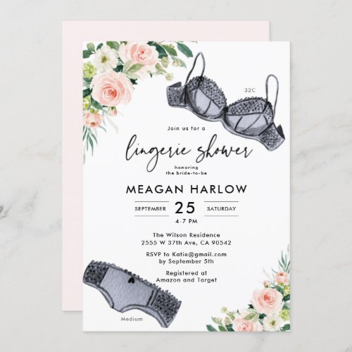 Floral Lingerie Party Underwear Bridal Shower Invitation
