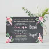 Floral Lingerie Shower Invite Bachelorette Pink (Standing Front)