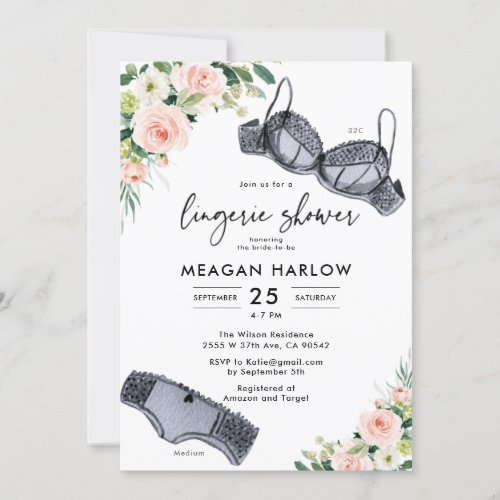 Floral Lingerie Shower Lingerie Party Invitation