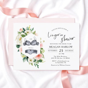 Floral Lingerie Shower Underwear Party Invitation