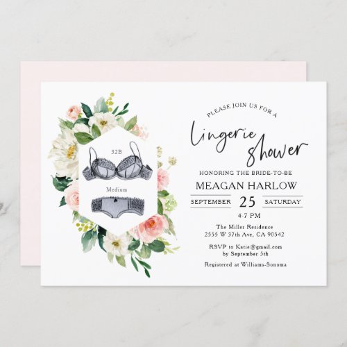 Floral Lingerie Shower Underwear Party Invitation