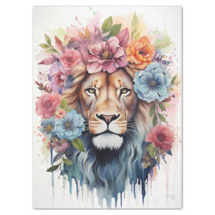 Floral Lion Decoupage Tissue Paper