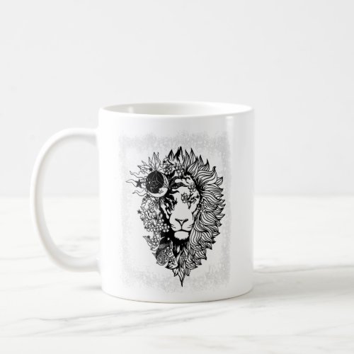 Floral Lion for Women Animal  Graphic Bleached  Coffee Mug