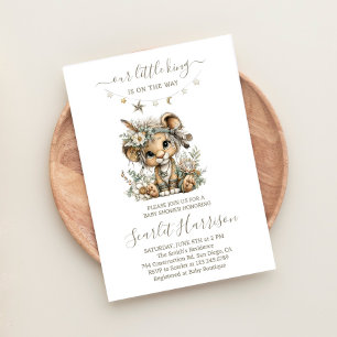 Floral lion king boy Baby Shower Invitation