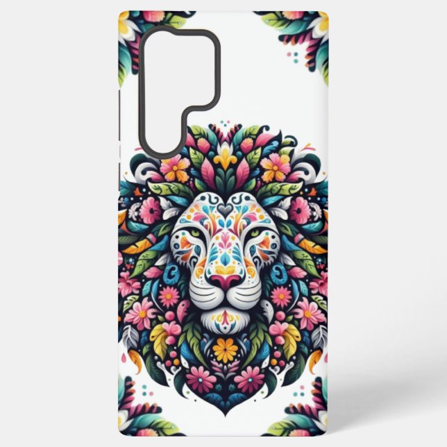 Floral Lion Silhouette Samsung Galaxy Case (Back)