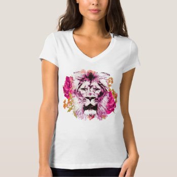 Floral Lion T-shirt by BooPooBeeDooTShirts at Zazzle
