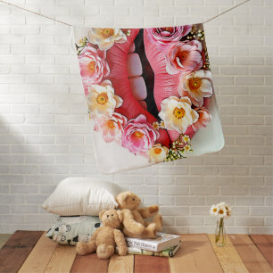 Floral Lips Artistry Baby Blanket
