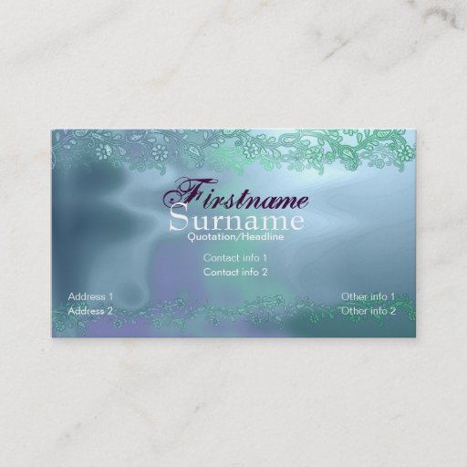 Customizable Floral Liquid Aqua Business Card