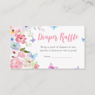 Floral Little Butterfly Baby Shower Diaper Raffle Enclosure Card