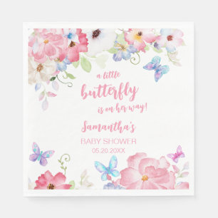 Floral Little Butterfly Baby Shower Napkins