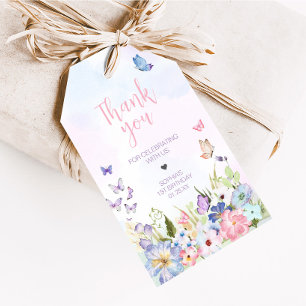Floral Little Butterfly Birthday Party Favor Tags