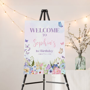 Floral Little Butterfly Birthday Welcome Sign