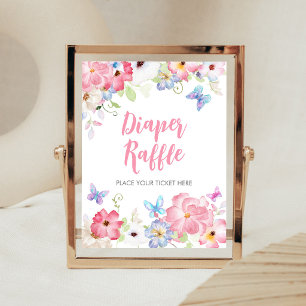 Floral Little Butterfly Diaper Raffle Sign