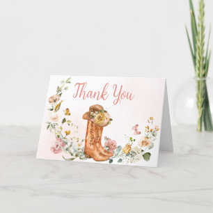 Floral Little Cowgirl Baby Shower  Letterpress Thank You Card