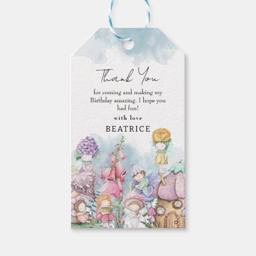 Floral Little Fairies Birthday Thank You Favor Gift Tags