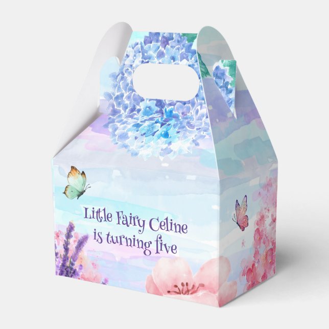 Floral little fairy birthday favor boxes (Front Side)