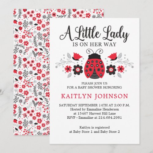 Floral Little Lady Ladybug Girl Baby Shower