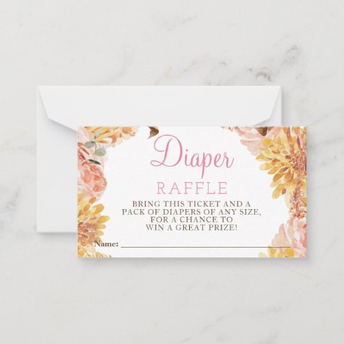 Floral Little PUMPKIN Baby Shower Diaper Raffle  Note Card