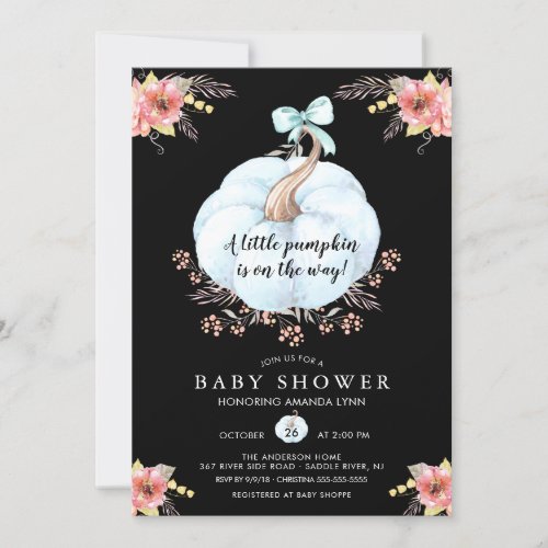 Floral Little Pumpkin Baby Shower Invitation