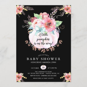 Floral Little Pumpkin Baby Shower Invitation