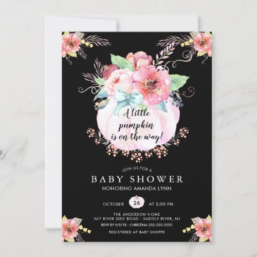 Floral Little Pumpkin Baby Shower Invitation