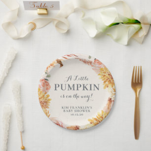Floral Little Pumpkin Baby Shower Paper Plates