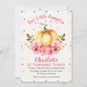 Floral Little Pumpkin Birthday Invitation (Front)