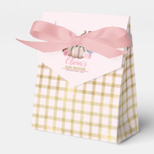 Floral Little Pumpkin Girl Baby Shower Favor Boxes