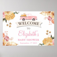 Floral Little PUMPKIN GIRL Baby Shower Welcome  Poster