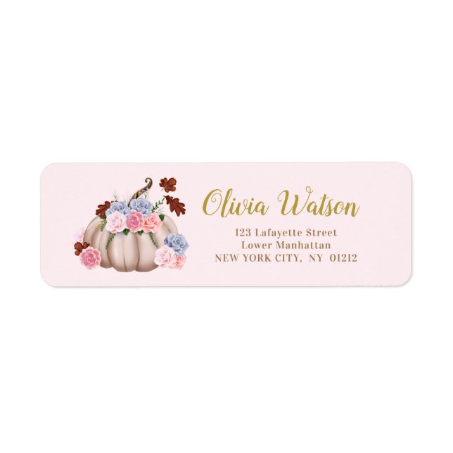 Floral Little Pumpkin Personalized Label (Front)