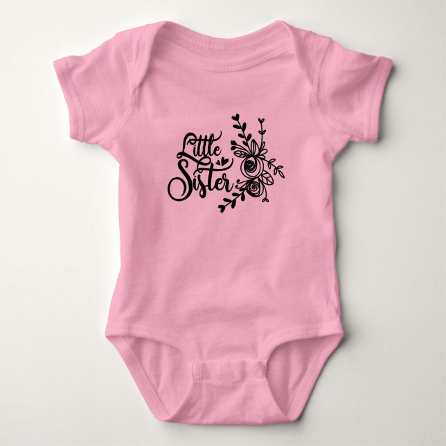 Floral Little Sister Baby Bodysuit (Front)