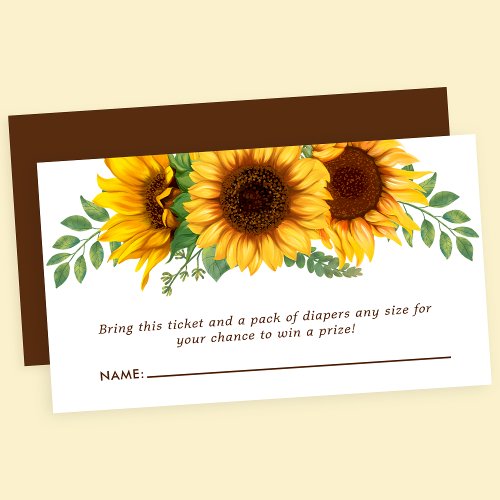 Floral Little Sunflower Baby Shower Diaper Raffle Enclosure Card