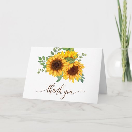 Floral Little Sunflower Baby Shower Thank You Card | Zazzle