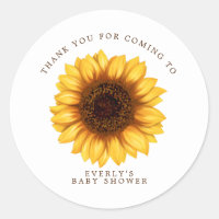 Floral Little Sunflower Baby Shower Thank You Classic Round Sticker