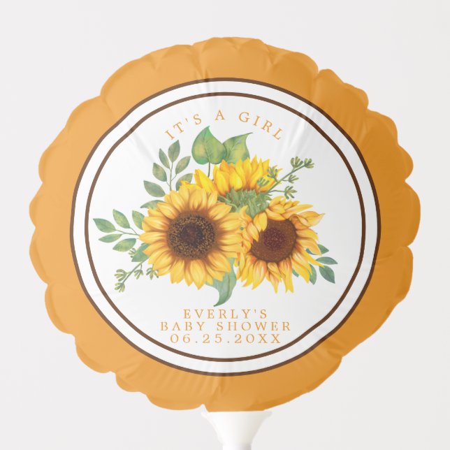 Floral Little Sunflower On The Way Baby Shower Balloon (Front)