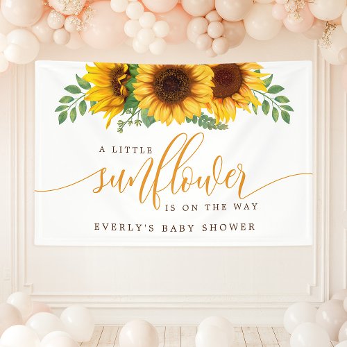 Floral Little Sunflower On The Way Baby Shower Banner