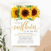 Floral Little Sunflower On The Way Baby Shower Invitation