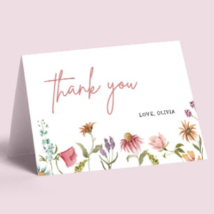 Floral Little Wildflower Thank You Folded Card